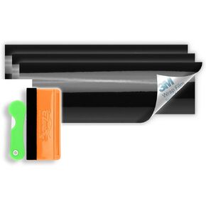 Free Tool Kit 3Pcs 12"x4" 3M 1080 Chevy Emblem Bowtie Matte Black Vinyl Wrap Sticker Decal Film Sheet Peel and Stick