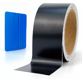 Umaki Black Matte Vinyl Wrap Tape, Vinyl Wrap Roll with Plastic Squeegee, Air Release & Install Easily, for Wrapping Car Window, Door, Side Mirror, Graphics and Automotive Interior(2in x 32ft)