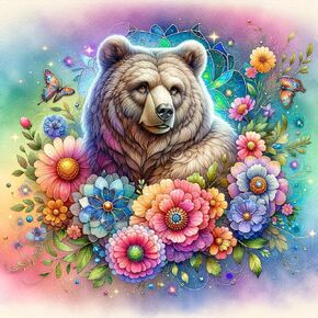 Acudotr Diamond Painting Kits for Adults, 5D DIY Bear Diamond Art Kits for Beginners, Full Drill Diamond Painting Kits for Home Wall Decor, Bear, 12x12 Inch