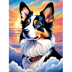 IPISSOI Dog Diamond Painting Kits for Adults, Diamond Cardigan Welsh Corgi Gem Paintings for Beginners, DIY Colorful Pets Round Diamond Painting Kits Craft for Home Wall Decor Gifts 12x16inch