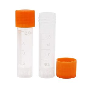 100 Pieces 2ml Plastic Graduated Vial Tube with Screw Caps, Test Tubes Small Test Sample Vial Storage Container for Lab (Blue)
