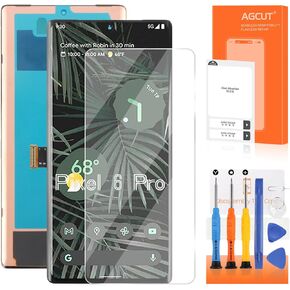 OLED for Google Pixel 6 Pro 5G LCD Screen Replacement for Google Pixel 6 Pro LCD Display GLUOG, G8VOU Screen TouchDigitizer Assembly Repair Part（with Fingerprint Function,No Fingerprint Cable