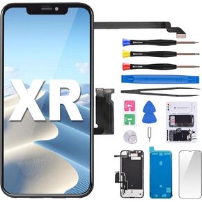 for iPhone XR Screen Replacement 6.1 inch Assembled with 3D LCD Screen Earpiece Ear Speaker Screen Protector Proximity and Ambient Light Sensor and Full Repair Tools Kit A1984 A2105 A2106 A2108