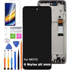 Screen Replacement for Motorola Moto G Stylus 5G 2022 XT2215-1 XT2215-4 LCD Display Touch Digitizer Assembly with Frame with Repair Part Tools