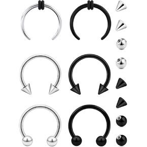 Lcolyoli Septum Rings 16g 14g Septum Jewelry Surgical Steel Septum Pincher Hypoallergenic Lip Rings Hoop Labret Jewelry Snake Bite Piercing Jewelry for Women Men