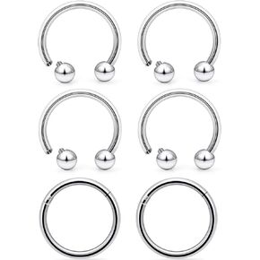 16g Septum Rings Internally Threaded Surgical Steel Septum Jewelry Lip Rings Hoop Labret Jewelry Horseshoe Daith Roook Earrings Piercing Jewelry for Women Men 8mm 10mm
