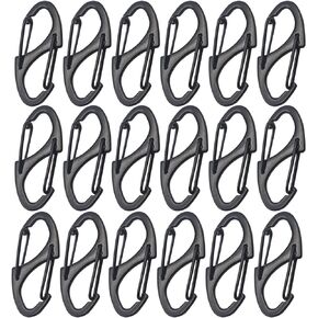 1.56 inch Small S Carabiner Clip Double Snap Hooks Paracord Clasps Keychain Accessories 18 Packs Black Silver