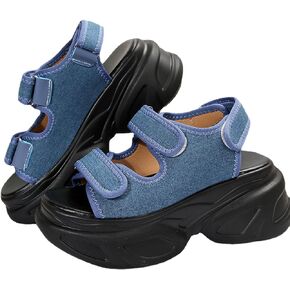 Women Fish Mouth Adjustable Hook Ring Platform Sport Sandals Slides,Summer Outdoor Wedge Walking Hiking Sandal,Beach Casual Chunky Open Toe Athletic Sandal