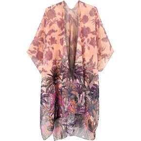 Moss Rose Women's Chiffon Long Kimono Beach Cover up for Summer Bathing Suits Cardigans Casual Loose Swimwear