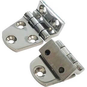 Pair of Marine Grade316 Stainless Steel Mirror Polished Cast Offset Short Side Hinges 2-3/4" x 1.5" for Boat, RVs