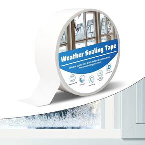 شريط إغلاق نافذة الطقس، 2 بوصة × 165 قدم شريط غشاء عزل مسودة النافذة، شريط مقاوم للطقس لحماية السطح وعزل مسودة النوافذ، بدون بقايا، أبيض in Kuwait
