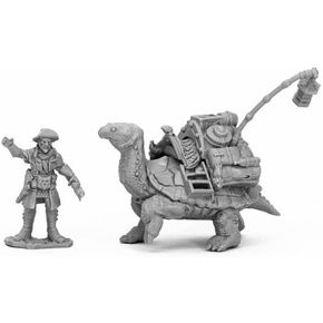 Reaper Miniatures Dreadmere Tortoise & Drayman #44053 Bones Black Plastic Figure