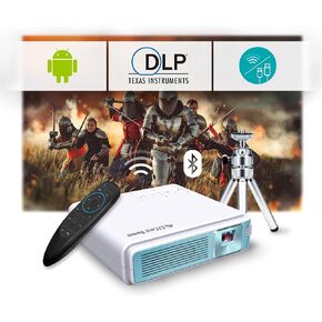 2024 Outdoor Portable Projector, EZCast J4a Rechargeable Android Projector - Built-in Battery & Speaker - 1080P Support Camping Projector, Compatible w/HDMI, USB, iPhone, Android, Tablet, Laptop