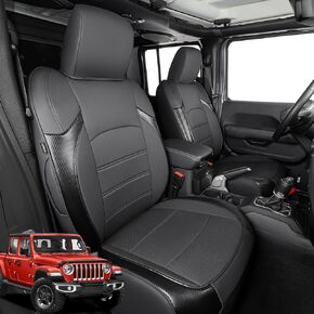 Custom Fit for Jeep Gladiator Seat Covers 2024 2023 2022 2021 2020, Full Set Pickup Breathable Leather Waterproof Car Seat Cover for Jeep Gladiator Accessories 2020-2024(Black Carbon Fiber)