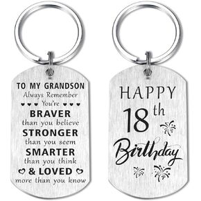 Grandson Birthday Gifts from Grandma Grandpa - Grandson Birthday Inspirational Keychain Gifts