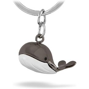 Troika JACK POTT – KR18-17/GM – Keyring – Whale, sperm whale, sea, marine mammals – cast metal– shiny – chrome plated – gunmetal grey, silver original