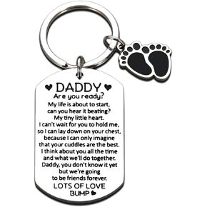 Baby Shower Gifts for New Dads, First Fathers Day from Wife, Baby Footprint Keychain, Dad Gifts for 1st Time Daddy, Father to be Gift Expecting Dad, Gender Reveal Gifts, Pregnancy Announcement Gifts