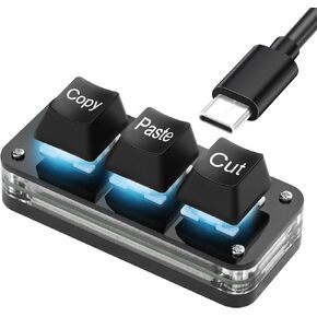 SinLoon Mini 3-Key Cut Copy Paste Keyboard Programmable Keypads with LED Light Mechanical Hot Swap Macro Keyboard for Working and Gaming