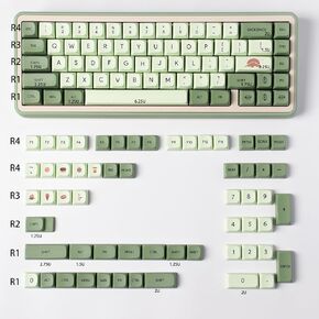 Matcha Keycaps 124 Keys XDA Profile Dye Sub PBT Keycap Set Fit for 60% 65% 95% Cherry Mx Switches Mechanical Keyboard