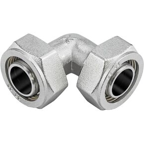 2PCS 3/4" Elbow Air Piping Fittings, Brass-Nickel Plated 3/4" Equal Elbow Air Tubing Fittings Compatible with Maxline Shop Garage Compressed Air lineTube System Kit