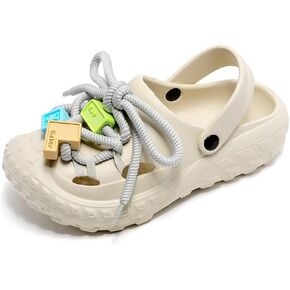 Jakcuz Cushion Clogs for Women Cute Keyboard Keys Cube Decoration Slides Sandals Closed-Toe Outdoor Beach Water Shoes