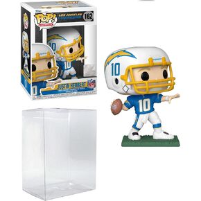 Pop NFL: شخصية Justin Herbert Los Angeles Pop # 162 من الفينيل مع واقي EcoTek Pop