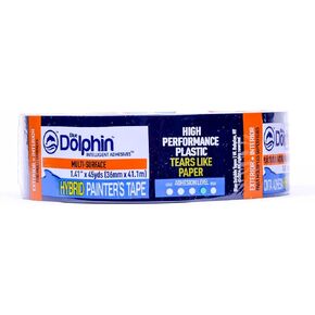 Blue Dolphin Exterior Smooth Surface Hybrid Painter's Tape, 1.41 in. x 45 yds., Weatherproof Painter’s Tape, Ideal for Glass, Plastic, Vinyl & More, Tears Easy & Removes Clean