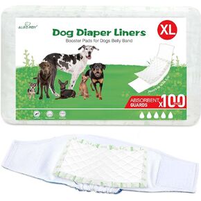 Dog Diaper Liners 100ct, Super Leak Proof and Absorption Disposable Dog Diaper Booster Pads for Female and Male Fit Most Reusable Pet Belly Bands, Wraps, and Period Diapers (X-Large，XL-100ct)