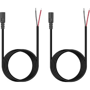 4FT DC 5.5MM x 2.1MM Female Plug to Bare Wire Open End Power Wire Supply Repair Cable,Barrel Connector for CCTV Camera,DVR,LED Strip Light Etc-2 Pack