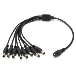 8 Way DC Power Splitter Cable for Security Cameras 1 Female to 8 Male 5.5 * 2.1mm 8 Channel Y Adaptor for CCTV Surveillance Cameras
