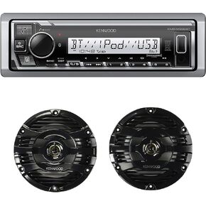 Kenwood KMR-M332BT Car & Marine Stereo | Plus 1x KFC-1653MRB 6.5" Black Marine 2 Way Speakers 150 Watts