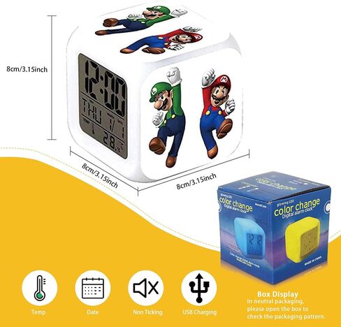 7 Colors Change Digital Alarm Clock LED Display Electronic Desktop Clock with Time, Temperature, Alarm, Date in Saudi Arabia