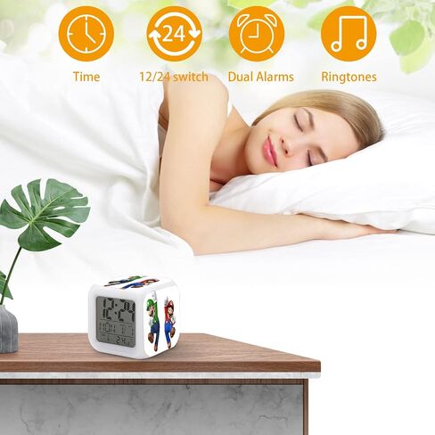 7 Colors Change Digital Alarm Clock LED Display Electronic Desktop Clock with Time, Temperature, Alarm, Date in Saudi Arabia
