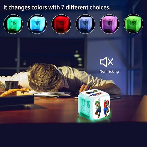 7 Colors Change Digital Alarm Clock LED Display Electronic Desktop Clock with Time, Temperature, Alarm, Date in Saudi Arabia