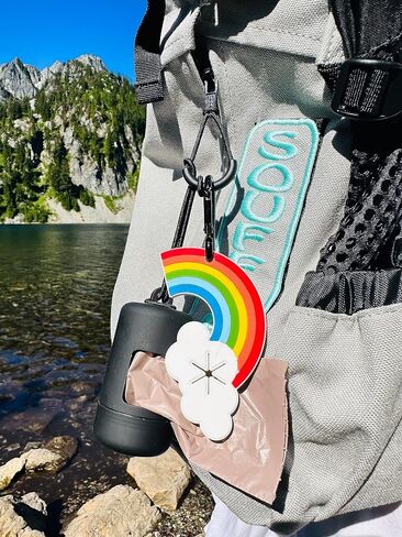 Cute Dog Poop Bag Holder for Attaching to Leash or Backpack, Hands Free Waste Bag Carrier for Used Poop Bags, Rainbow, One Sized in Saudi Arabia