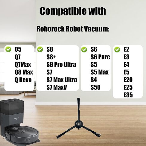 8 عبوات استبدال فرشاة جانبية roborock لـ Roborock S8 S8+ S8 Pro Ultra، Q Revo، Q5 Q7 Q7Max Q8 Max، S7 S7 Max Ultra S7 MaxV S6 S6 Pure S5 S5 Max S4 E2 E3 E4 E5 E20 E25 E35 S50 Robot Vacuum in Kuwait