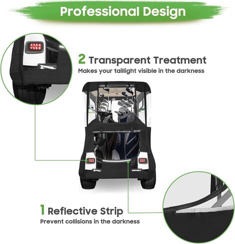 10L0L Golf Cart Deluxe Driving Enclosure 2 Passenger Fits EZGO TXT RXV Golf Buggies, 600D Waterproof Portable Drivable Golf Cart Storage Cover Enclosure, Black/Transparent, Black/Transparent, 59'' in Saudi Arabia