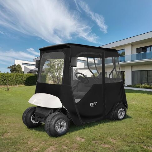 10L0L Golf Cart Deluxe Driving Enclosure 2 Passenger Fits EZGO TXT RXV Golf Buggies, 600D Waterproof Portable Drivable Golf Cart Storage Cover Enclosure, Black/Transparent, Black/Transparent, 59'' in Saudi Arabia