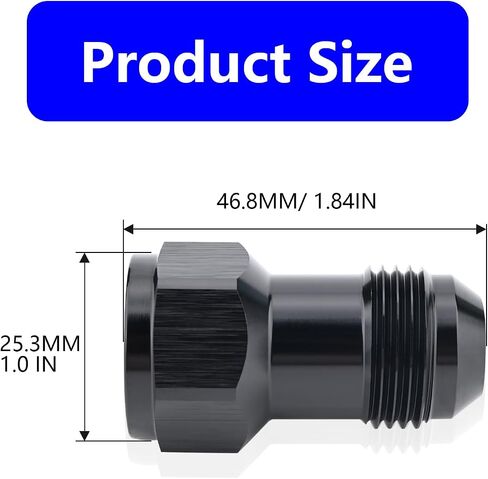 6AN Female to 6AN Male Extender Fitting,AN6 Extensions Adapter Connector with O ring ORB,Aluminum black anodized,Full Length: 37 MM in Saudi Arabia