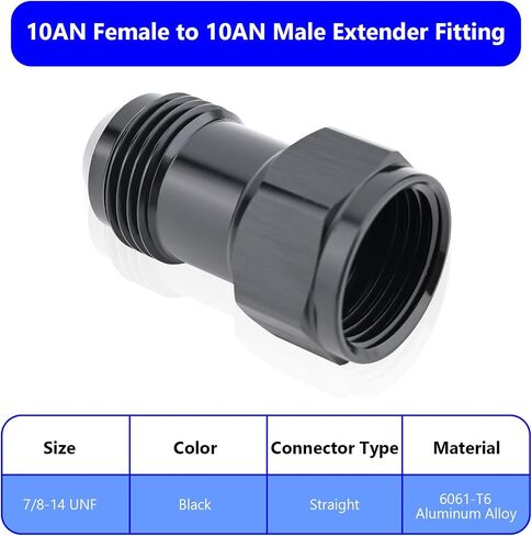 6AN Female to 6AN Male Extender Fitting,AN6 Extensions Adapter Connector with O ring ORB,Aluminum black anodized,Full Length: 37 MM in Saudi Arabia