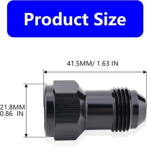 6AN Female to 6AN Male Extender Fitting,AN6 Extensions Adapter Connector with O ring ORB,Aluminum black anodized,Full Length: 37 MM in Saudi Arabia