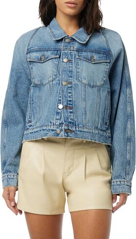 HUDSON Women's Raglan Sleeve Cropped Denim Jacket in Saudi Arabia