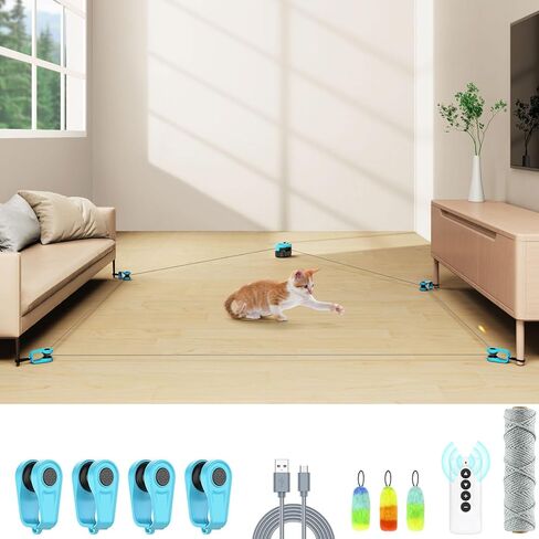 AsFrost Cat Interactive Toy for Indoor Cats/Kitten Exercise Hunting Chasing Running, Rechargeable Self Play/Remote Control Ultra Fun Feather Mouse Cat Toys for Cat Birthday Easter in Kuwait