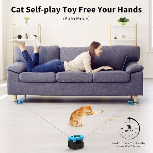 AsFrost Cat Interactive Toy for Indoor Cats/Kitten Exercise Hunting Chasing Running, Rechargeable Self Play/Remote Control Ultra Fun Feather Mouse Cat Toys for Cat Birthday Easter in Kuwait