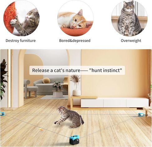 AsFrost Cat Interactive Toy for Indoor Cats/Kitten Exercise Hunting Chasing Running, Rechargeable Self Play/Remote Control Ultra Fun Feather Mouse Cat Toys for Cat Birthday Easter in Kuwait