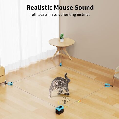 AsFrost Cat Interactive Toy for Indoor Cats/Kitten Exercise Hunting Chasing Running, Rechargeable Self Play/Remote Control Ultra Fun Feather Mouse Cat Toys for Cat Birthday Easter in Kuwait