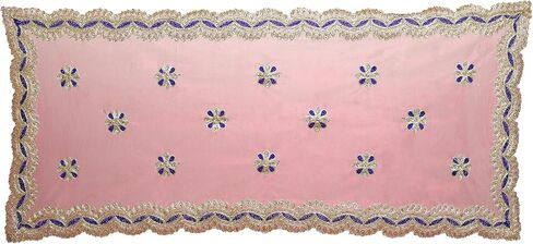 Pink Large Work Chunari Netted Cloth Pooja Chunari (Size :- 18 Inches x 38 Inches) Chunni Puja Indian Traditional Festival Decoration MATA Ki Chunri for Statue Chowki Aasan Mat Posters Frame in Saudi Arabia