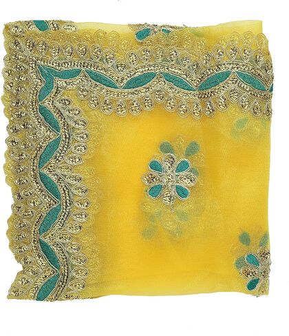 Pink Large Work Chunari Netted Cloth Pooja Chunari (Size :- 18 Inches x 38 Inches) Chunni Puja Indian Traditional Festival Decoration MATA Ki Chunri for Statue Chowki Aasan Mat Posters Frame in Saudi Arabia