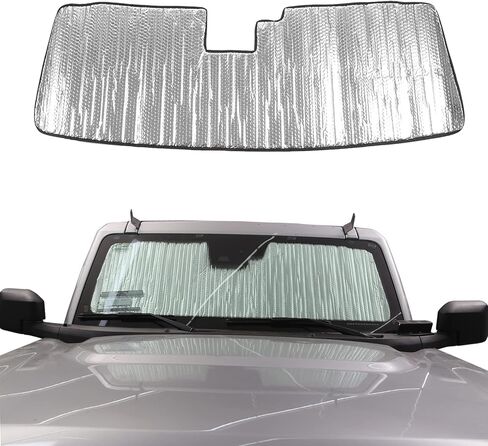 حصيرة صينية صندوق السيارة الخلفي لبطانة البضائع مع غطاء شمسي للزجاج الأمامي مناسب لموديلات 2021 2022 2023 Ford Bronco ملحق 4 أبواب، حماية مطاطية TPE مناسبة لجميع الأحوال الجوية in Kuwait