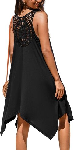 CUPSHE Women's Sleeveless Swimsuit Cover Ups Cutout Irregular Hem Knit Flowy Midi Dress in Saudi Arabia